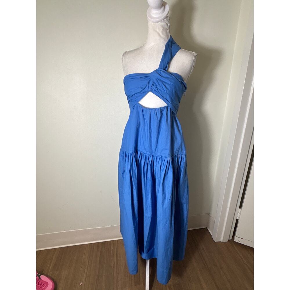 A.L.C. One-Shoulder Blue Maxi Dress with Twist Cutout